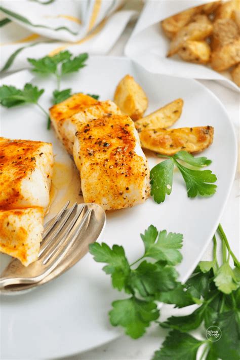 Easy Air Fryer Halibut Recipe with Lemon Butter Sauce • The Fresh Cooky