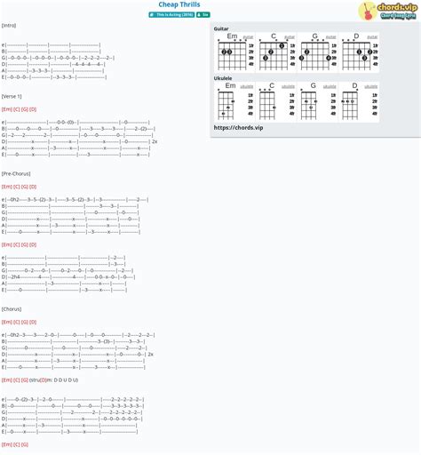 Chord: Cheap Thrills - tab, song lyric, sheet, guitar, ukulele | chords.vip