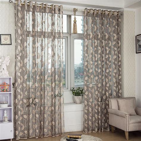 2 Panel Breathable Half Black-out Voile Sheer Curtains Bedroom Living Room Window Screening ...