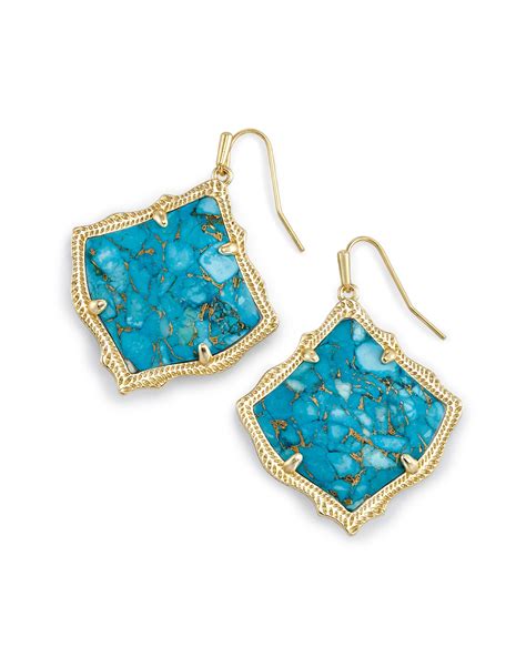 Kirsten Drop Earrings Bronze Veined Turquoise | Kendra Scott