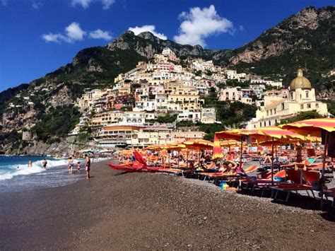 Marina Grande, the main beach in Positano, is known for its beauty ...