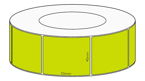 45x55mm Green Direct Thermal Permanent Label, 2600 per roll, 76mm core ...