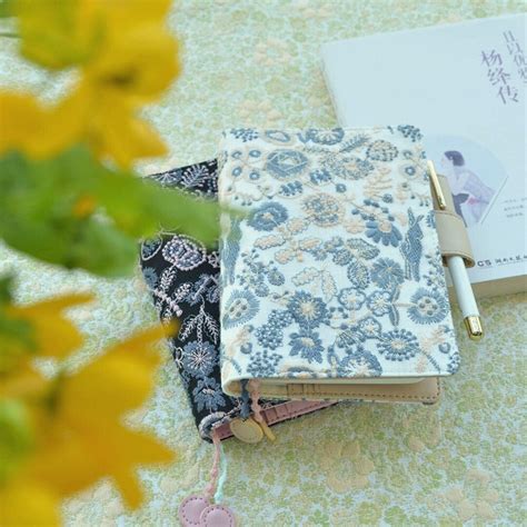 Embroidered Floral Notebook Cover Flower Blossom Handmade Fabric ...