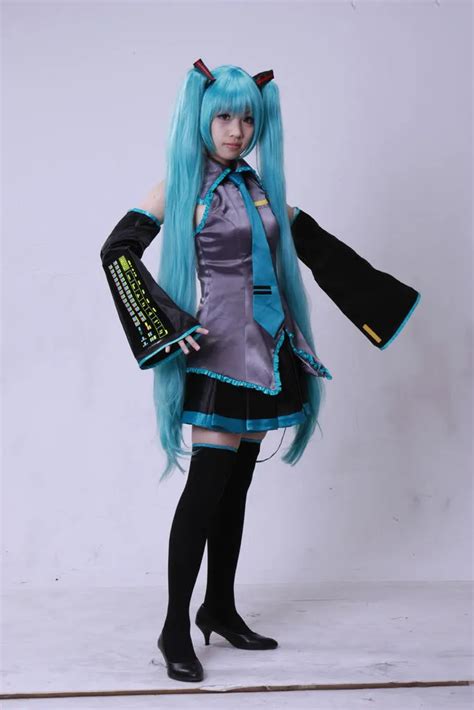 Vocaloid Miku Hatsune Cosplay Costume kit Japanese Mid Dress 10 pcs Set ...