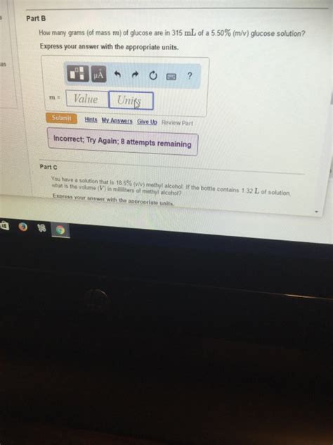 Solved How many grams (of mass m) of glucose are in 315 mL | Chegg.com