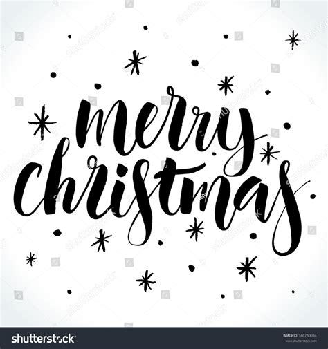 Merry Christmas Background Modern Calligraphy Hand Stock Vector 346780034 - Shutterstock