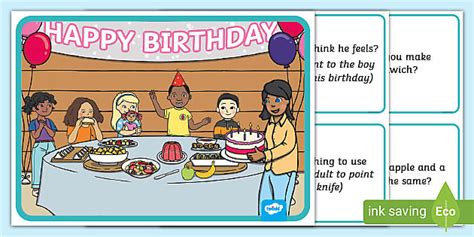 Birthday Party Scene Blanks Level 3 Questions (teacher made)