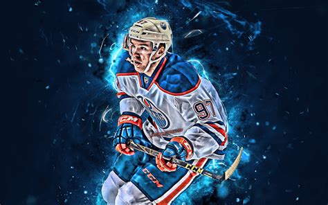 Download wallpapers Connor McDavid, white uniform, Edmonton Oilers, NHL ...