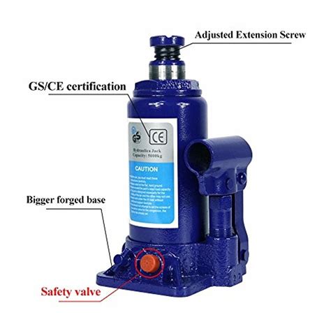 5 Ton Hydraulic Bottle Jack With Safety Valve Blue Car Jack - 5 Ton ...