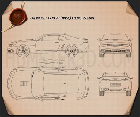 Chevrolet Camaro SS coupe 2014 Blueprint - Hum3D