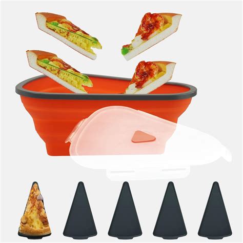 Amazon.com: Pizza Storage Containers with 5 Microwavable Serving Trays,Reusable Silicone ...