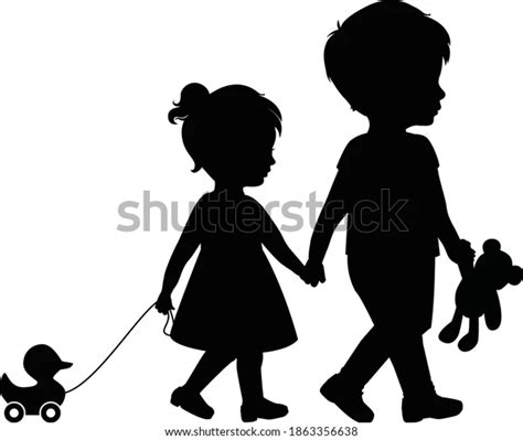 Big Brother Little Sister Holding Hands Stock Vector (Royalty Free ...