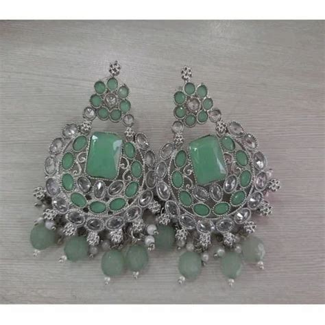 Women Traditional Silver Designer Earring Set, 150 G at Rs 350/pair in ...