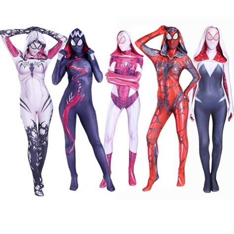 Spider Gwen Stacy Costume Venom Cosplay Girl Women Spiderman Jumpsuit Halloween - Specialty