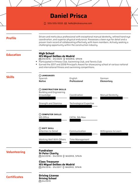 No Work Experience Resume Example | Kickresume