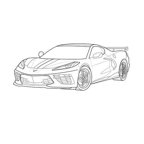 Chevrolet Corvette C8 2020 Vector Line Drawing Illustration - Etsy