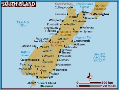 Map New Zealand South Island - TravelsFinders.Com