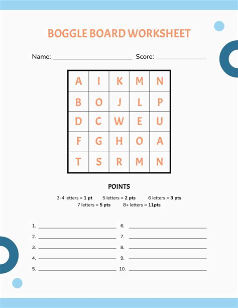 Boggle Board Recording Sheet Template in Word, Pages, PDF, Google Docs - Download | Template.net