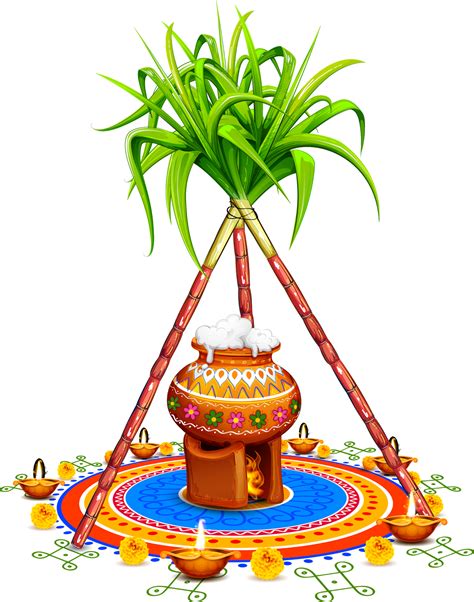 Pongal Pot Vector Images Free Download, Sugar Cane with Pongal Pot Png ...