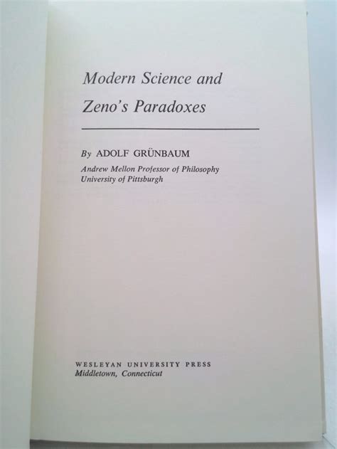 Modern Science and Zeno's Paradoxes by Adolf Grunbaum - Etsy