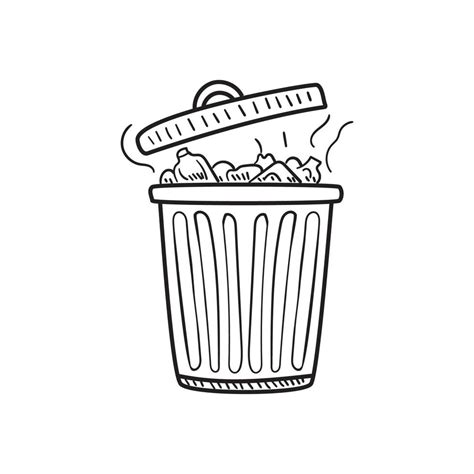 Trash can vector illustration in doodle drawing style 20906752 Vector Art at Vecteezy