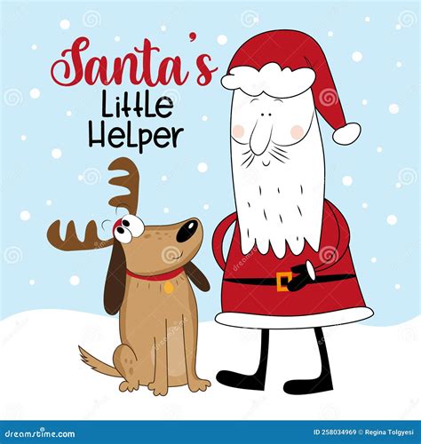 Santa S Little Helper - Cute Dog in Reindeer Antler and Santa Claus ...