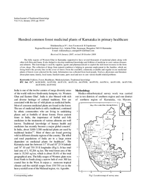 (PDF) Hundred Common Forest Medicinal Plants of Karnataka in Primary ...