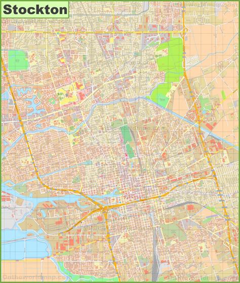 Large detailed map of Stockton