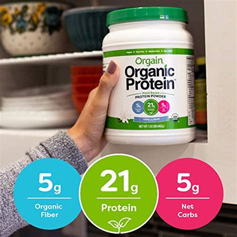 Orgain Organic Plant Based Protein Powder, Vanilla Bean - Vegan, Low ...