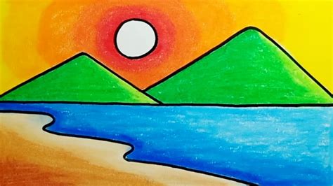 Sunset Drawing For Kids