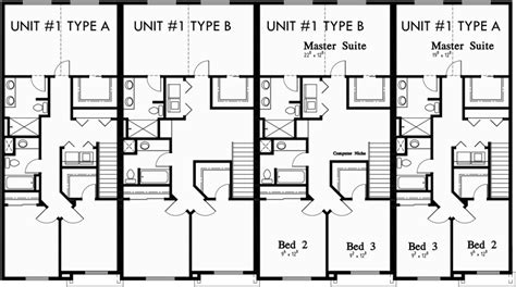 Fourplex Plans, 4 Plex Plans, Townhouse, F-550 | Family house plans, Apartment floor plans ...