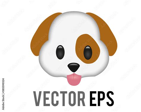 Vector white and brown cartoon styled face of dog emoji icon with ...