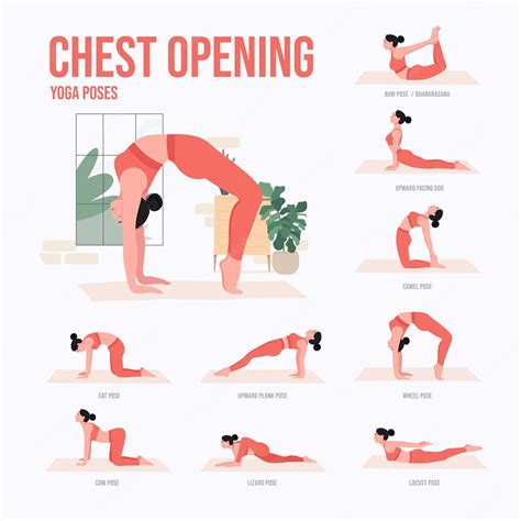 Premium Vector | Chest opening yoga poses young woman practicing yoga pose woman workout fitness