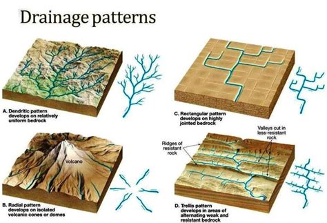 Pola Aliran Sungai Dendritik Drainage Types Patterns Pattern Geology Rocks Main Describe Stream ...