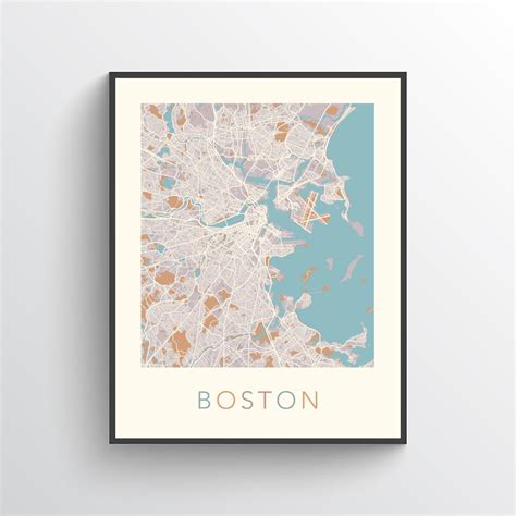 Boston Map Boston Poster Boston Print Map of Boston Boston - Etsy