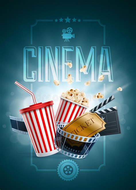 Cinema poster design template stock vector illustration of object ...