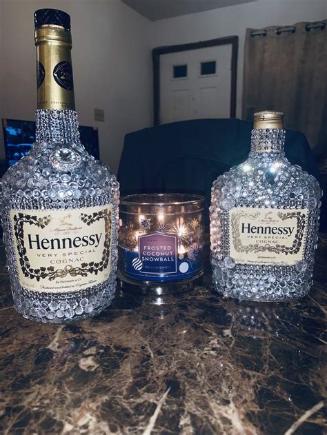 Bedazzled Hennessy bottles. | Decorated liquor bottles, Alcohol bottle ...