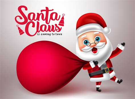 Santa claus character vector design. Santa claus is coming to town text ...