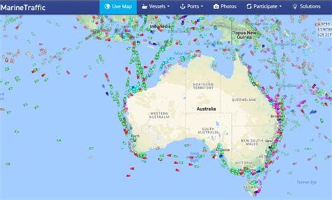 Snapshot of air and marine traffic. Marine Tracker was used to take the ...