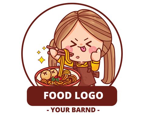 Cute girl noodles food logo hand drawn cartoon art illustration 4698267 ...