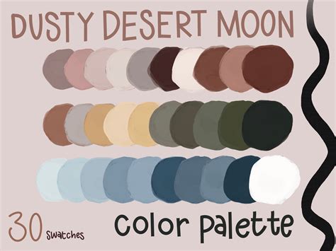 DUSTY DESERT MOON, Color Scheme, Procreate Art Palette, Color Swatches ...