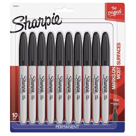 Sharpie Permanent Markers, Fine Point, Black Ink, 10-Count + 1 Sharpie ...