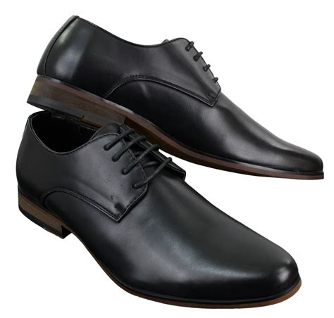 Mens Laced Plain Leather Lined Laced Smart Casual Formal Shoes Black ...