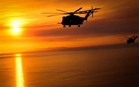 Helicopters, flying, sunset, red sky wallpaper | aircraft | Wallpaper Better