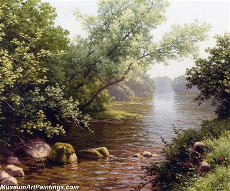 Famous Landscape Paintings A River Scene in France