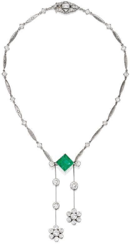 Lovely lavaliere. | Jewelry, Emerald jewelry, Art deco jewelry