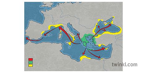 Trade Routes in Ancient Greek Times Map Illustration - Twinkl