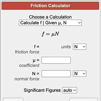 Friction Calculator f = μN