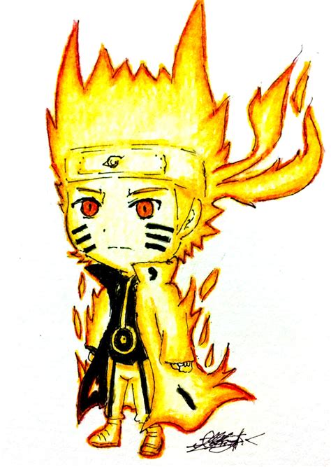 Naruto Nine-tails chakra mode - Chibi by ilikeMADIian on DeviantArt