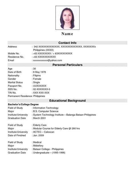 Job Simple Job Application Template Resume Format